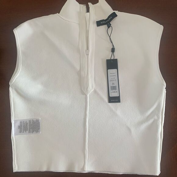BCBMAXAZRIA sleeveless turtleneck mock neck crop top in white size M, NWT - Picture 4 of 5